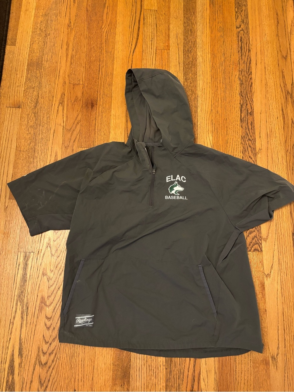 Rawlings Official ELAC Baseball Warmup Windbreaker Hoodie Short Sleeve Size XL